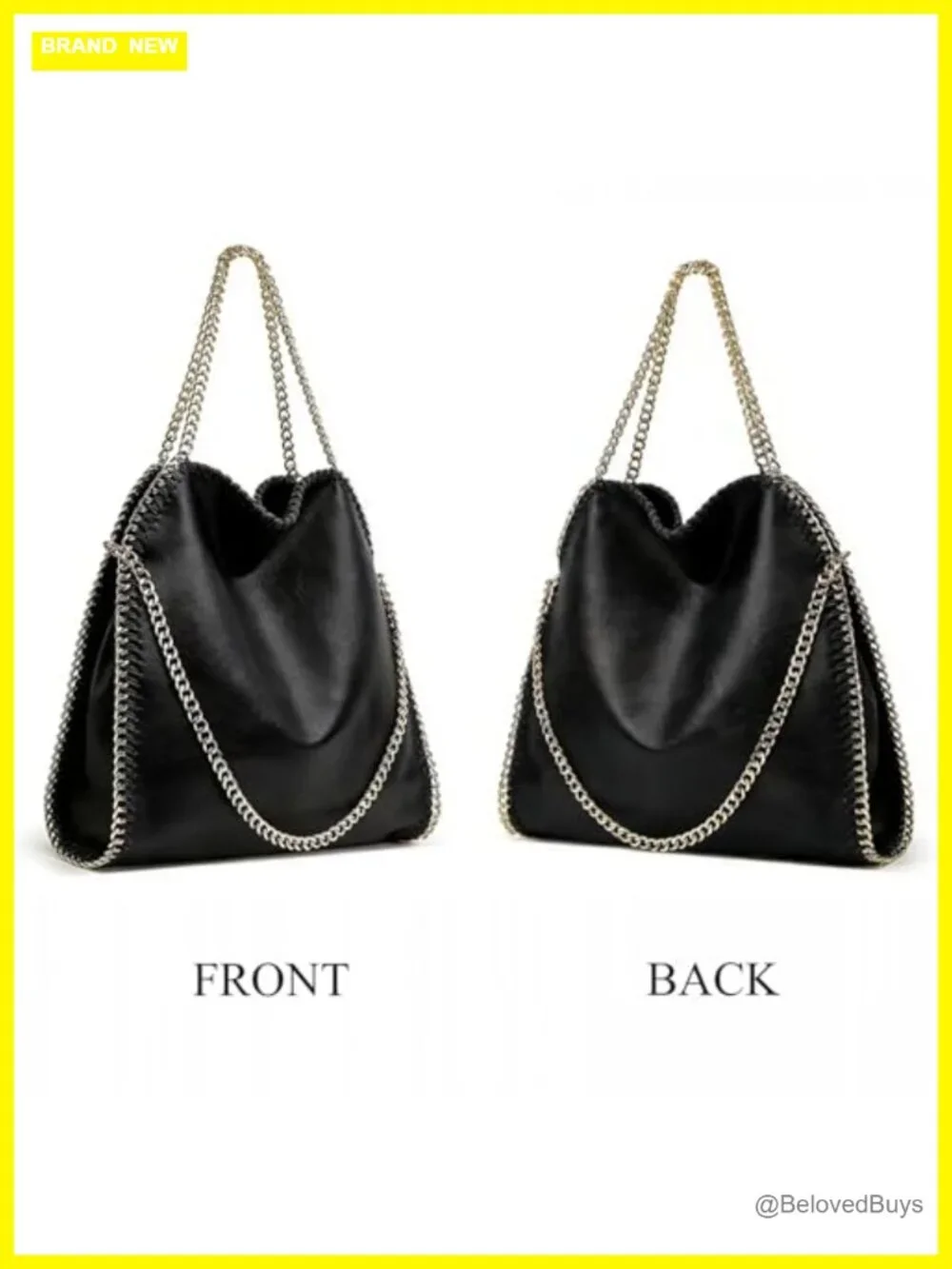Faux Leather Oversized Slouchy Chain Hobo Bag Shoulder Tote